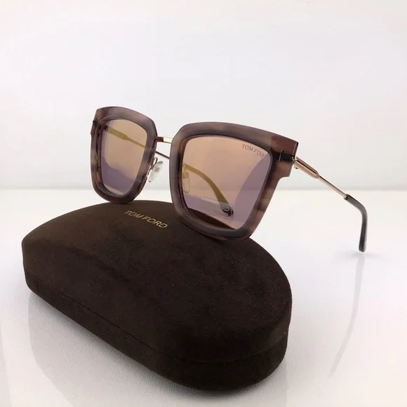 New Tom Ford Lara-02 Havana Square Sunglasses - Picture 1 of 16